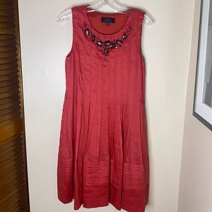 Robert Rodriguez RETRO CORAL SUNDRESS Dress * Embellished Neckline flare
